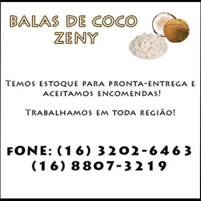 BALAS DE COCO ZENY Ribeirão Preto SP